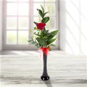Single Rose Tall Black Jetta Vase 