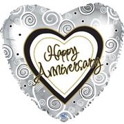 Happy Anniversary Balloon Silver 