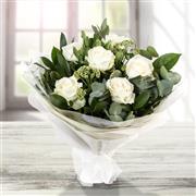 Six White Roses Hand-tied 