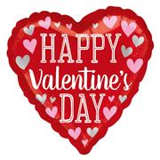 Happy Valentines Red Glitter Silver Hearts 
