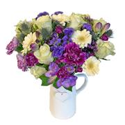 Scented Purple &amp; Ivory Rose and Freesia Jug 