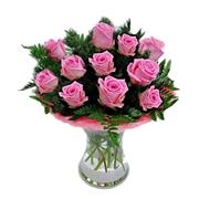 12 Pink Rose Gift Vase 