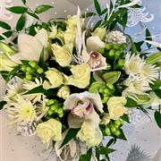Opulent Winter White Orchid Hand-tied 