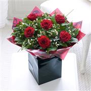 6 Romantic Red Roses &amp; Wax Flower