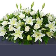 White Lily and Rose  Casket Spray 