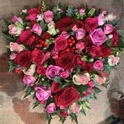 Deep Pink &amp; Red Rose Heart 