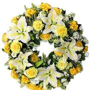 Yellow &amp; White Rose Wreath Large
