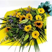 Luxury Gift Wrap Bouquet Yellow Blue &amp; White 