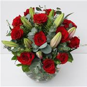 Red Rose &amp; Lily Hand-tied 