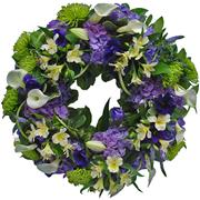 Calla Lily &amp; Blue Hydrangea Wreath 