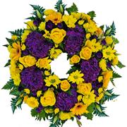 Large Yellow &amp; Purple Hydrangea Wreath 