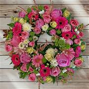 Classic Pink &amp; Ivory Country Garden Wreath 