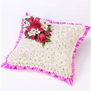 Classic White &amp; Cerise Cushion