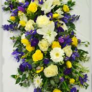 Yellow &amp; Blue Spring Casket Spray 
