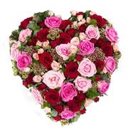Pale Pink Deep Pink &amp; Red Rose Heart 