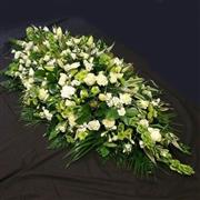 Elegant White Classic Coffin Spray 