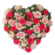 Pale Pink Roses &amp; Hot Pink Heart
