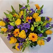 Purple Yellow &amp; White Hand-tied 