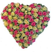 Large Pink &amp; Ivory Rose Heart 