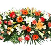 Orange &amp; White Casket Spray 