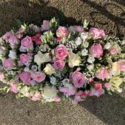 Pink &amp; Ivory Rose Casket Spray 