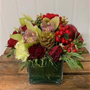 Festive Glass Cube Arrangement 