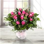 Mothers Day Dramatic Dozen Pink Rose