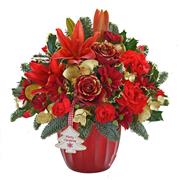 Jingle Bells Red Ceramic Vase