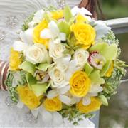 Yellow Roses and Orchid Bouquet 