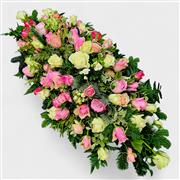 Pink White Rose Luxury Casket Spray 