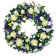 Luxury Country Garden Blue Purple and White Wreath 