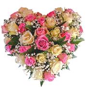 Candy Pink &amp; Ivory Rose  Heart 